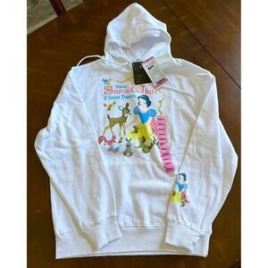 NEW Disney Womens Small Snow White and the Seven Dwarfs Character Hoodie White